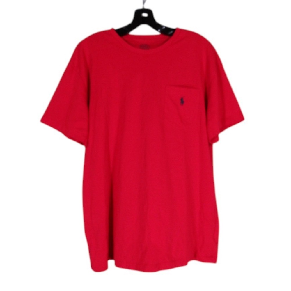 POLO RALPH LAUREN Red COTTON Crewneck NAVY PONY Short Sleeve T-SHIRT/TOP Sz M